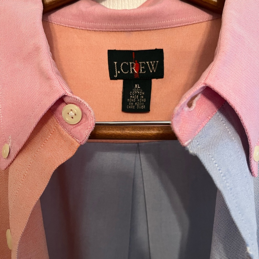 Lost JCrew men’s pastel buttondown oversized Oxford pastel colorblock shirt XL